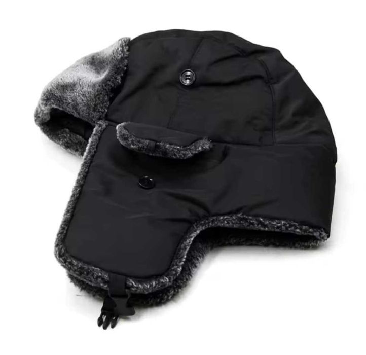 Czapka chłopięca zimowa uszatka szara 54 cm