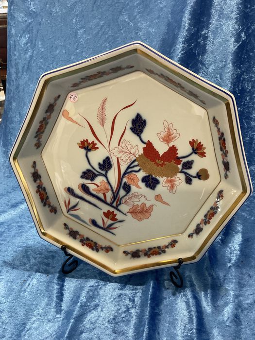 Vista alegre grande prato oitavado porcelana pintura manu,