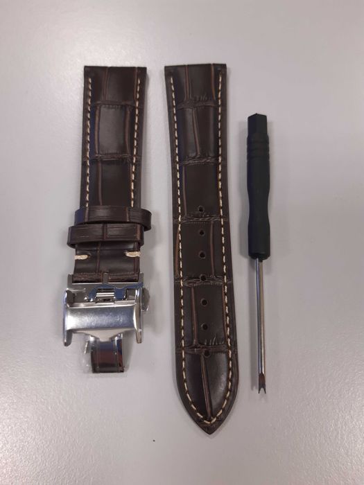 Pasek skórzany 21mm do zegarka Longines brazowy zapięcie motylkowe