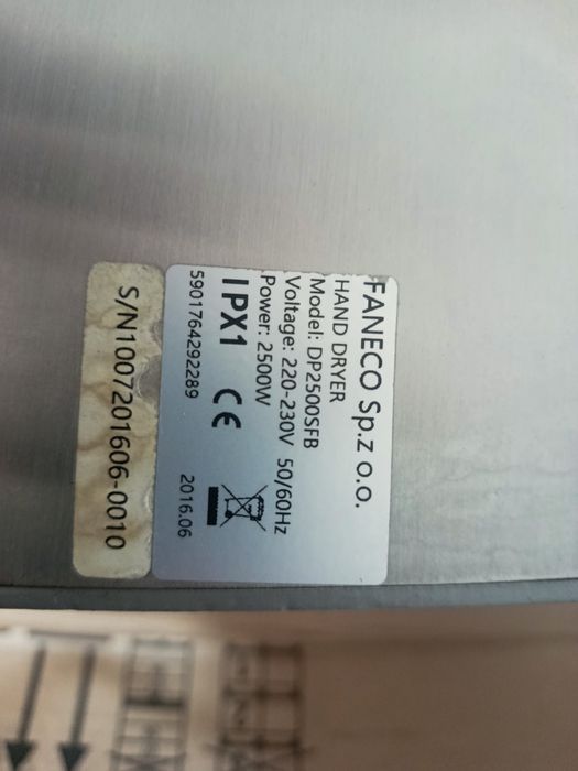 Suszarka do rąk Faneco Sirocco sprawna