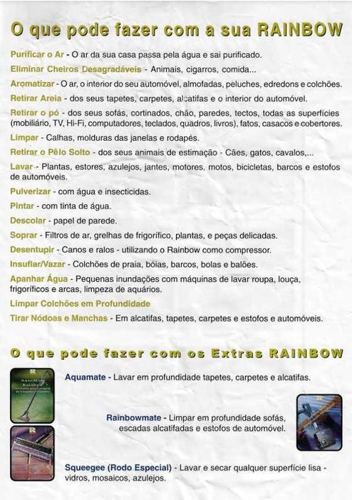 Aspirador Rainbow como novo com todos os acessórios
