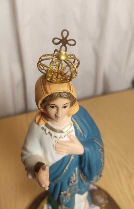 Estátua Nossa Senhora do Sameiro coroada + redoma