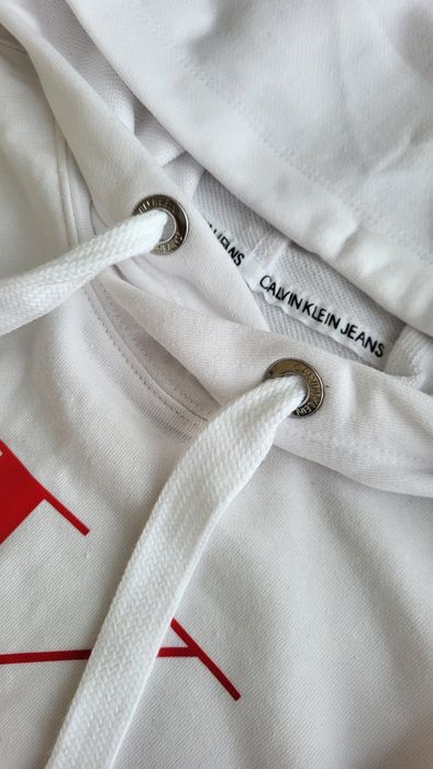 Платье-худи Calvin Klein Jeans, женский размер XS, белое, с длинными рукавами