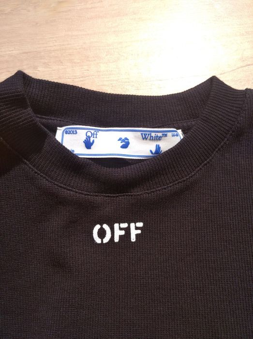 Нова чорна вкорочена футболка Off-White XXS оригінал бавовняний топ в рубчик