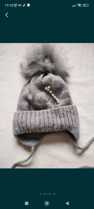 Шапка, шапочка тепла зимова на дівчинку 2-3р.