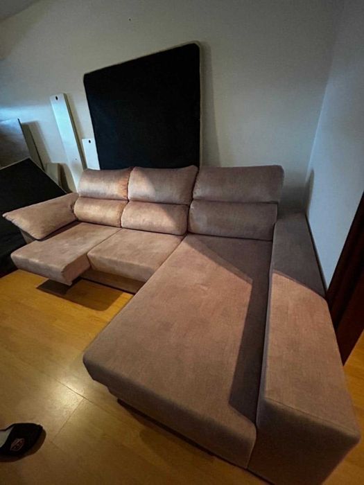sofa chemise com bau arrumaçao e ajustavel