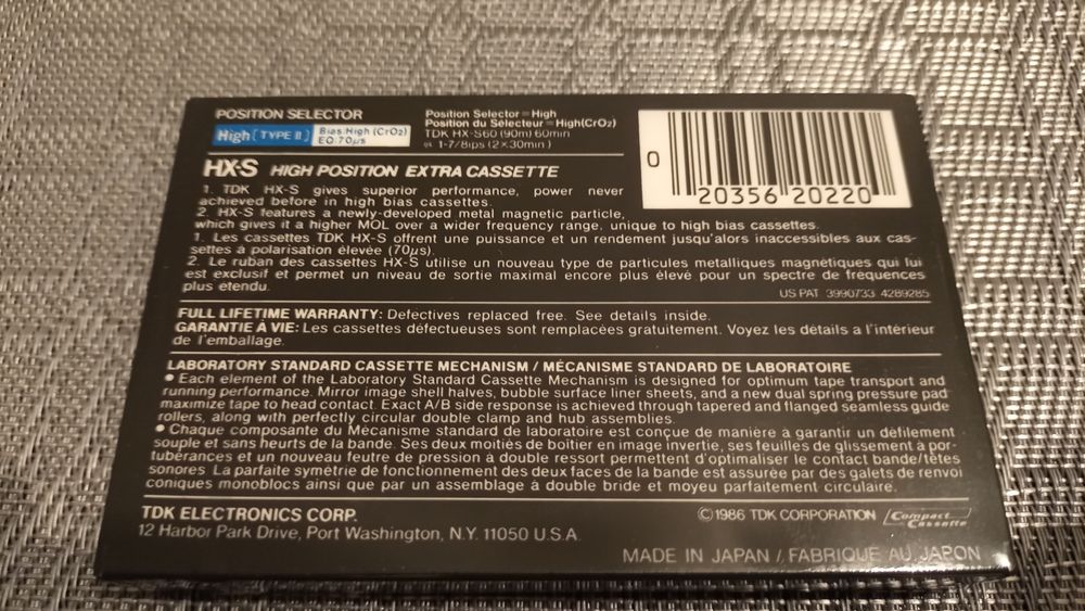 Kaseta TDK HX-S 60 nowa/unikat/folia