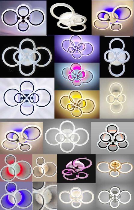 Светодиодная люстра с пультом цветной подсветкой диммер лед RGB ЛС