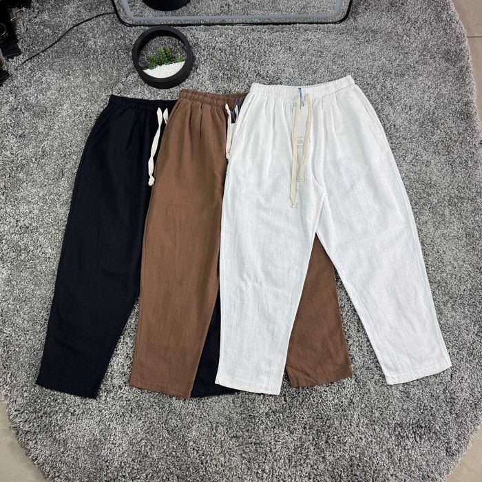 Лляні штани чоловічі широкі /Baggy pants / Класичні літні брюки льон