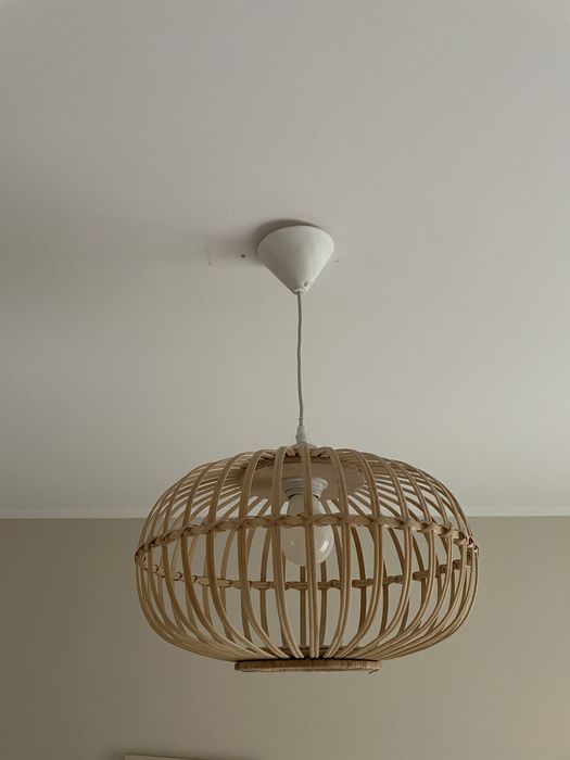 Lampa stojąca ratanowa boho klosz okragly owalny