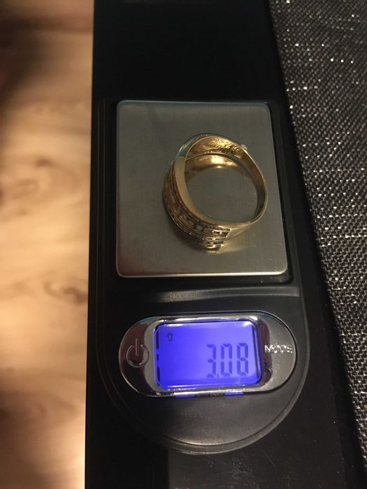 śliczny pierścionek złoty ala versace próba 585, 3,08 gram