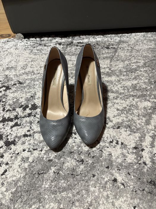Szare buty na obcasie szpilki pantofle damskie 40