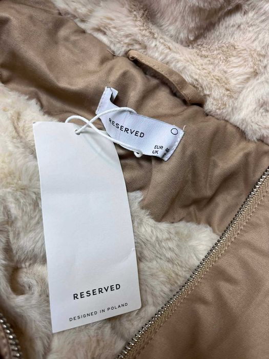 Zimowa Kurtka Reserved Damska Parka ocieplana kożuchem długa H0