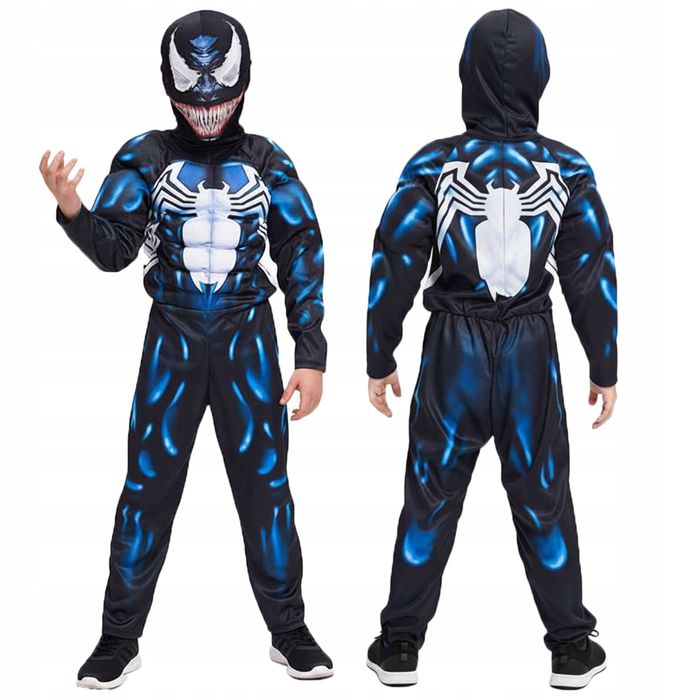 Strój venom 134/140 cm avengers z mięśniami Rozmiar L