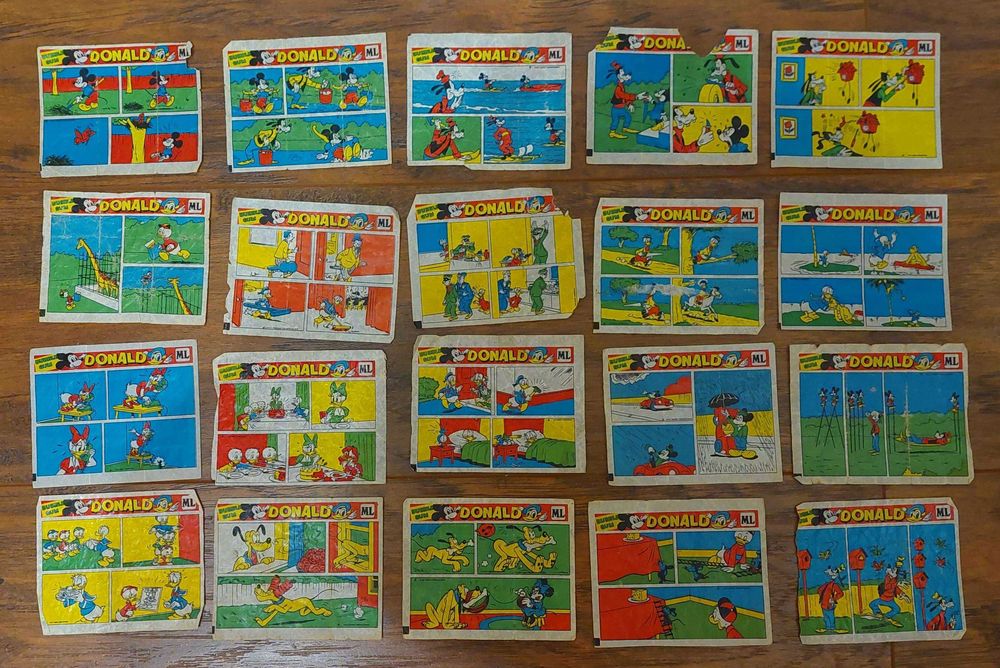 Historyjki z gum do żucia Donald ML Bubble Gum 20 sztuk okres PRL