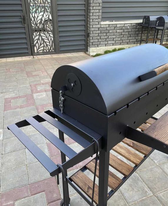 Пересувний мангал гриль з кришкою для барбекю метал 5 мм ПОСИЛЕНИЙ