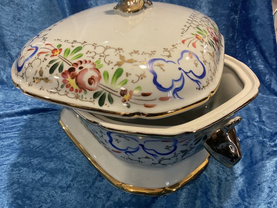 Terrina vista alegre porcelana pintura manual 36 cm x22 cm