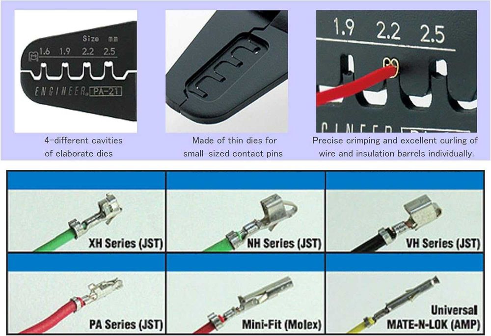 Engineer JAPAN PA-21 Universal Mini Micro Crimpzange Molex Amp Crimp