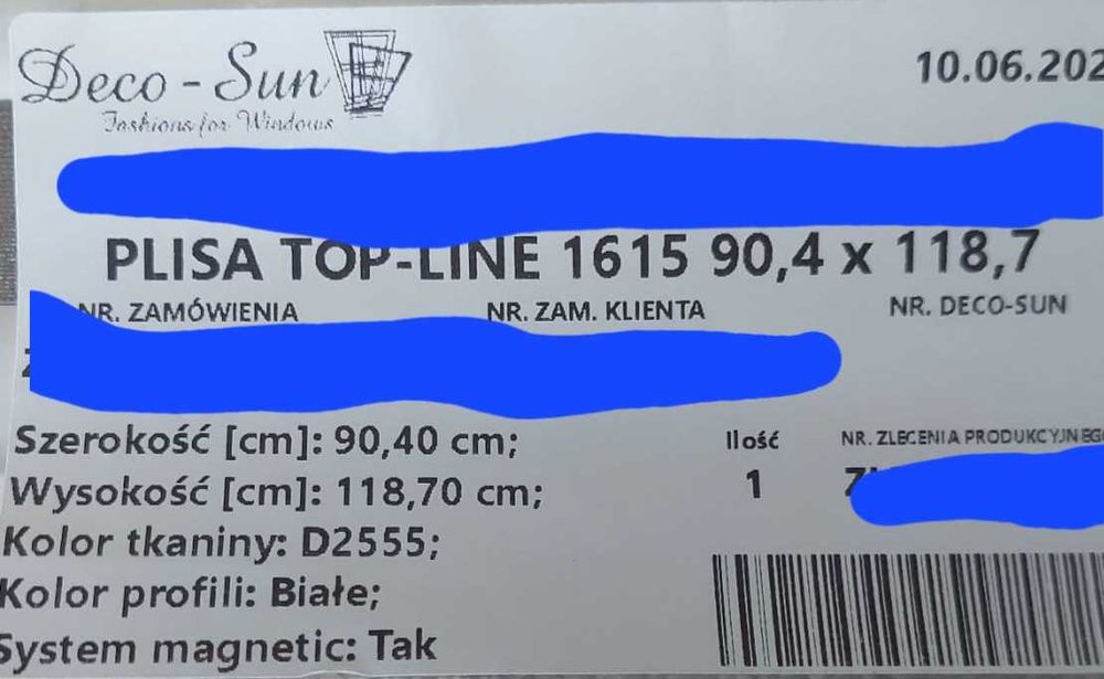 Plisa okienna, żaluzja plisowa Deco Sun Top-Line