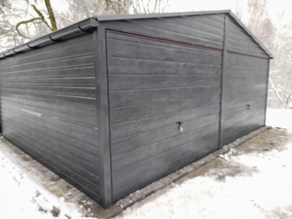 Garaż 8x5,5 Grafit Drewnopodobny od Producenta. Cenowa okazja