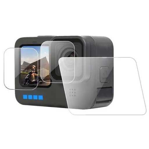 Захисне скло GoPro Hero 9/10/11/12/13 — комплект 3 шт. (всі дисплеї + лінза)