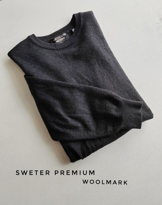 Wełniany sweter 38 Woolmark sweter z wełny basic