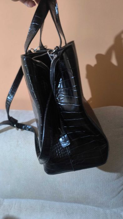 Mala Preta Pele Crocodilo - Nova