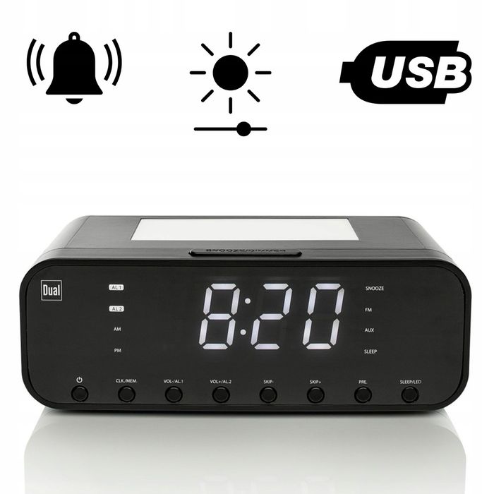 Radiobudzik DUAL Lampka nocna Ładowarka USB Radio