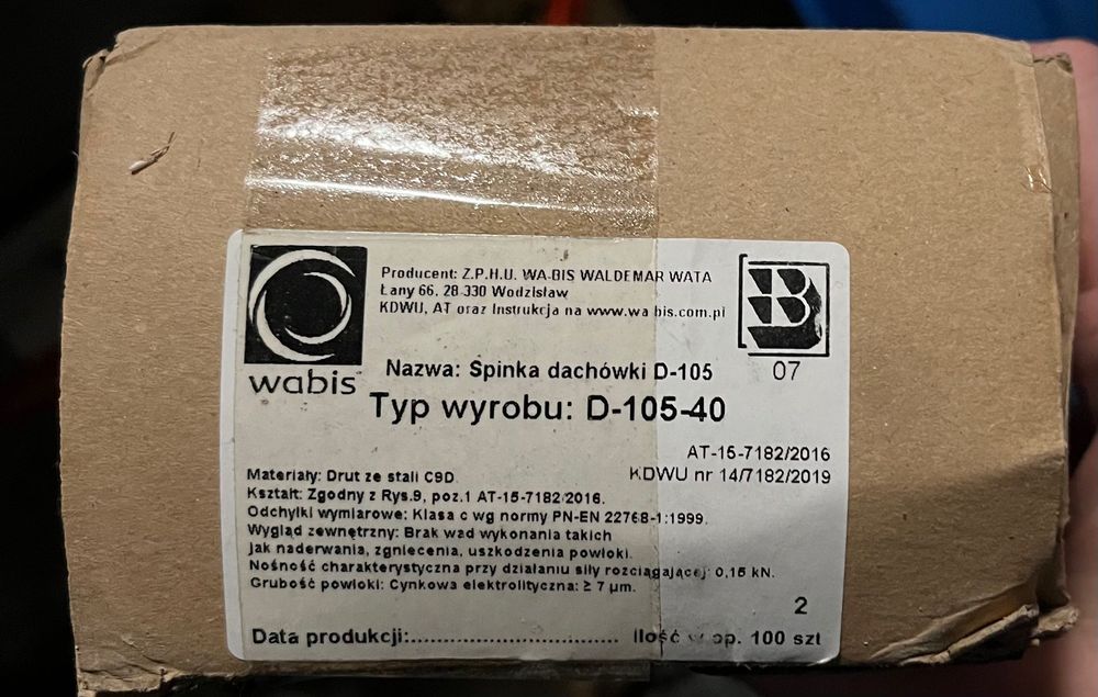 Spinka dachówki D-105 Wabis