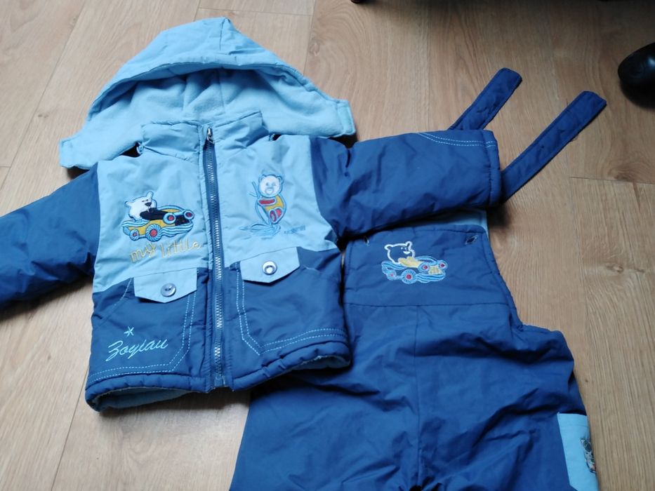 Kurtka zimowa chłopięca, 74cm, spodnie ocieplane