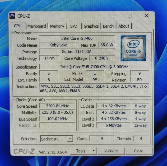 Komputer Gamingowy Intel Core i5 7400 3.5Ghz NVIDIA GTX 1050 Ti 4GB 8GB DDR4 SSD
