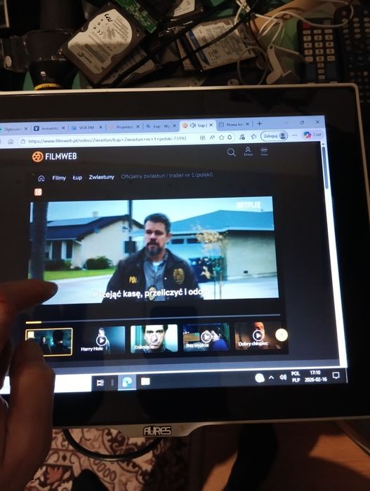 „monitor dotykowy SANGO 18”, kompletny, sprawny, zasilacz + kable”