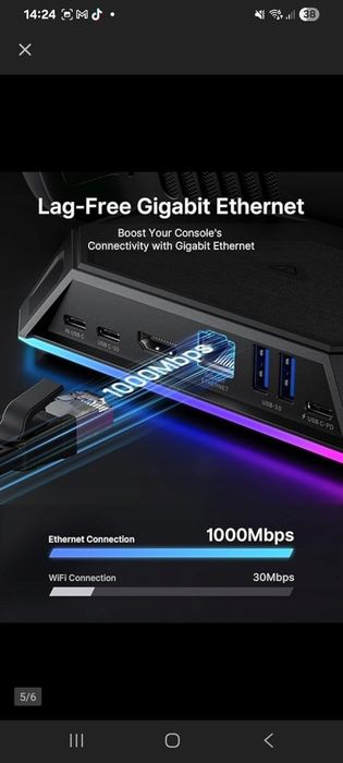 JSAUX STACJA DOKUJĄCA RGB 8 W 1 do Steam  Deck Oled 4K 60HZ