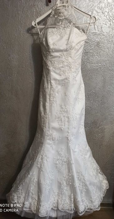 Suknia ślubna 34 36 koronka z kryształkami syrenka