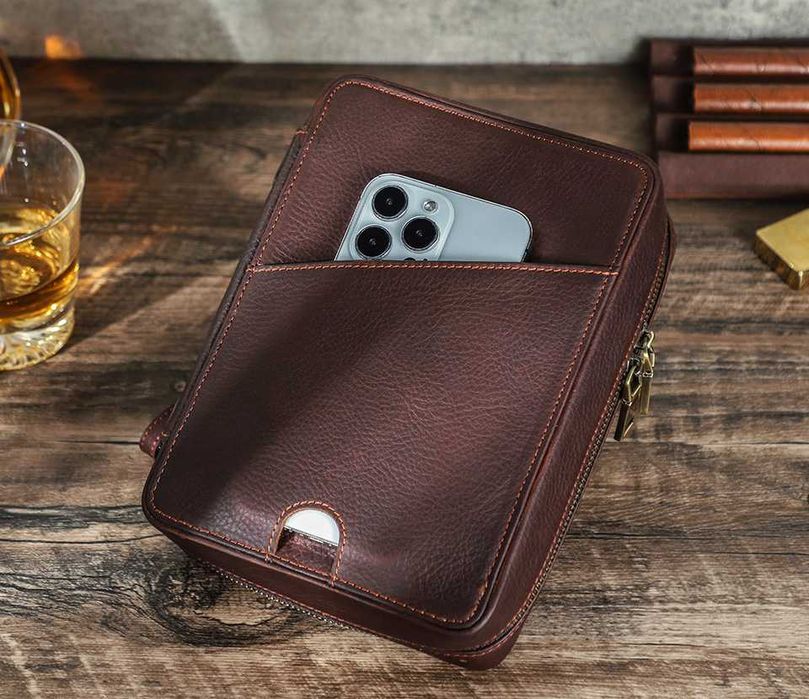 Estojo personalizado em pele para cachimbo e acessórios para fumar