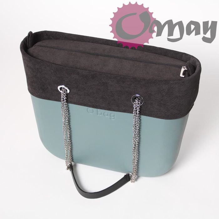 Czarny organizer do OBAG STANDARD +OPASKA welur struktura czarny OMAY