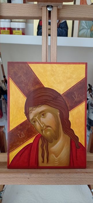 Ręcznie pisana ikona Jezus Chrystus tempera