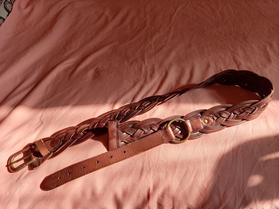 Ремінь шкіряний плетений