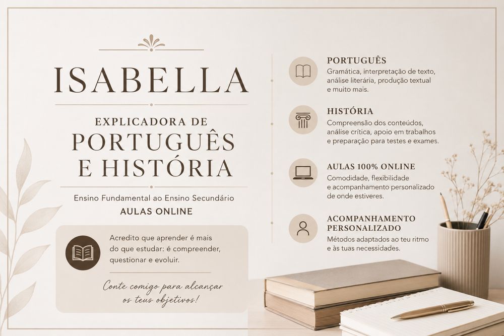 Explicações de Português e História.