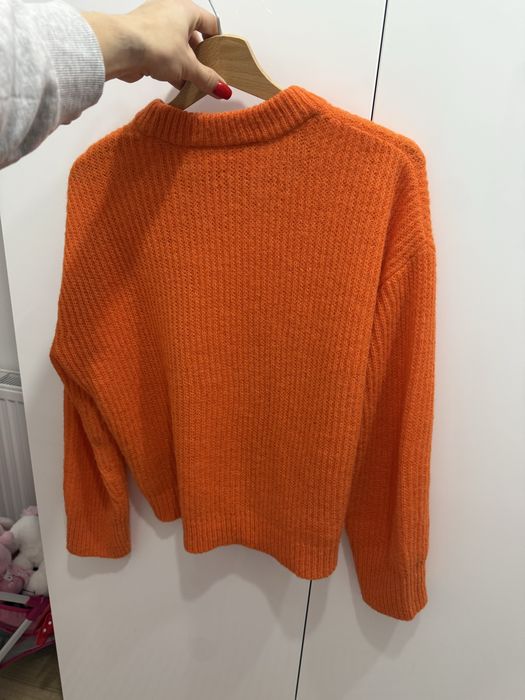Sweter damski Jack&Jones M pomaranczowy piekny welna