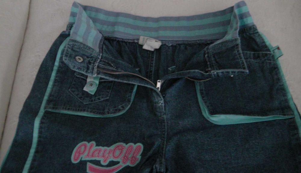 Calção Verão p/ menina 12/14 Anos: Ganga Azul c/ aplicações, da BROTES