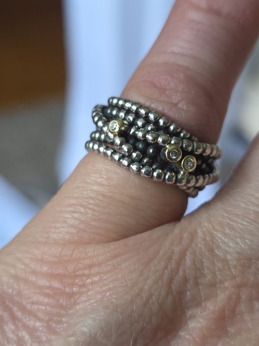 Pandora pierścionek Kerry srebrny złoty diamenty