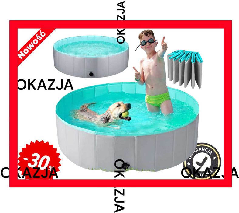 BASEN Kojec dla PSA DZIECI XXL 160x30cm SKŁADANY Ogrodowy do KĄPIELI