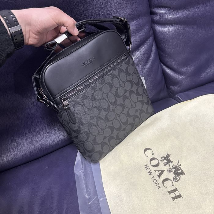 чоловіча сумка Coach монограма чорна Коач Коуч месенджер барсетка