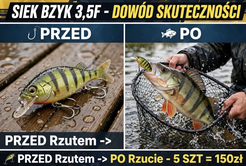 SIEK Woblery BZYK 3,5cm 2,3g - 5 szt- Zestaw- Recznie Robione- VMC