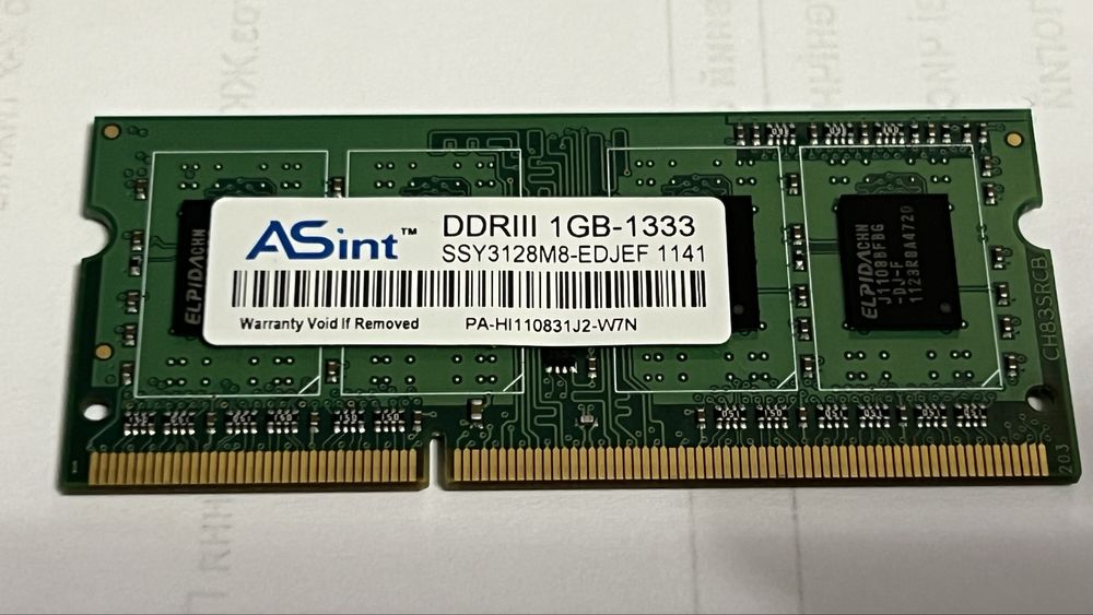 Пам'ять DDR3 SO-DIMM ASint 1333 1Gb