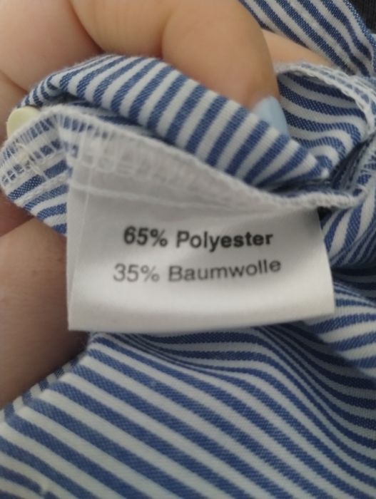 Niebieska koszula w paski haftowana 38/M