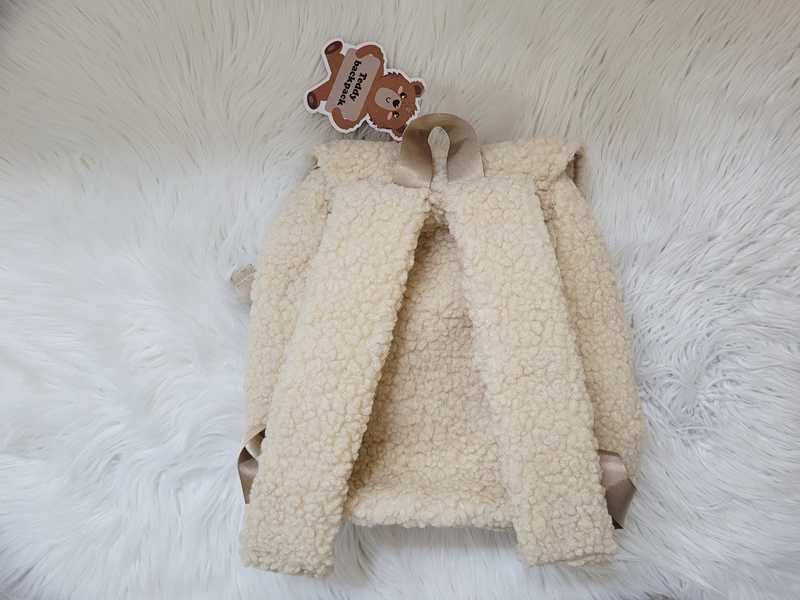 Kremowy, pluszowy / misiowy plecak dziecięcy, Action, nowy