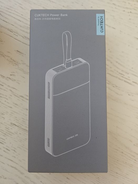 Cuktech 25, 120w 25000mAh, павербанк з вбудованим  кабелем