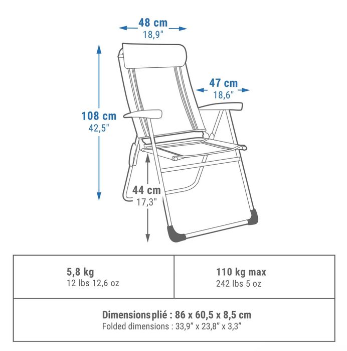 2 Cadeiras Campismo Dobrável  Queshua Beje
